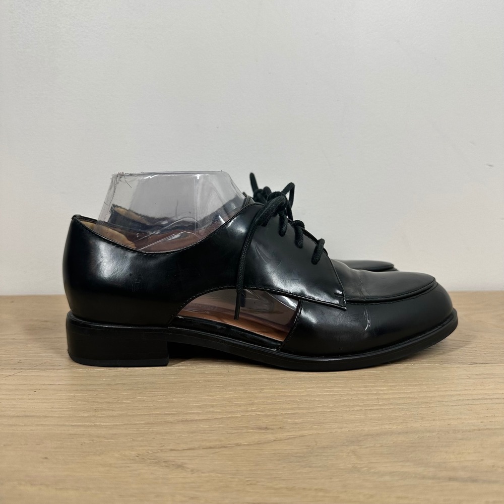 Jeffrey Campbell Great Moments Rossdale Oxfords Women 8 Black Leather Cutout - Picture 4 of 12